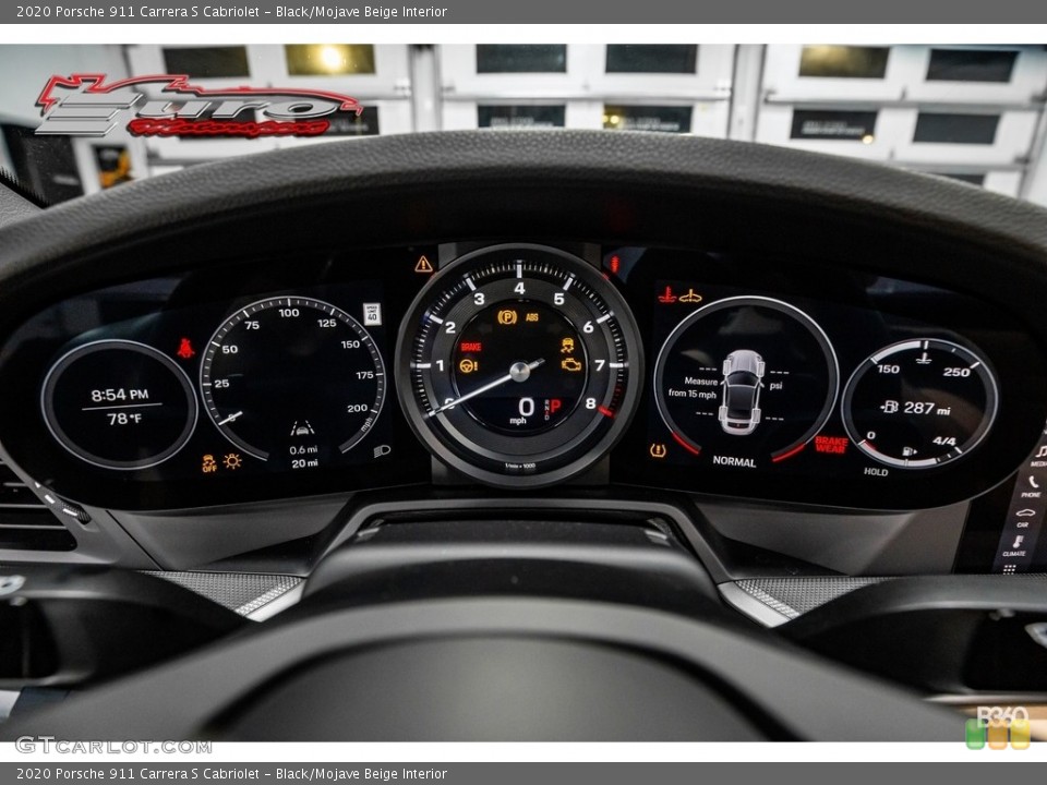 Black/Mojave Beige Interior Gauges for the 2020 Porsche 911 Carrera S Cabriolet #136050208