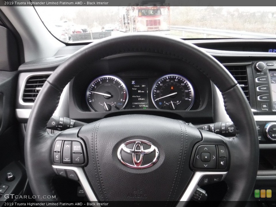 Black Interior Steering Wheel for the 2019 Toyota Highlander Limited Platinum AWD #136081401