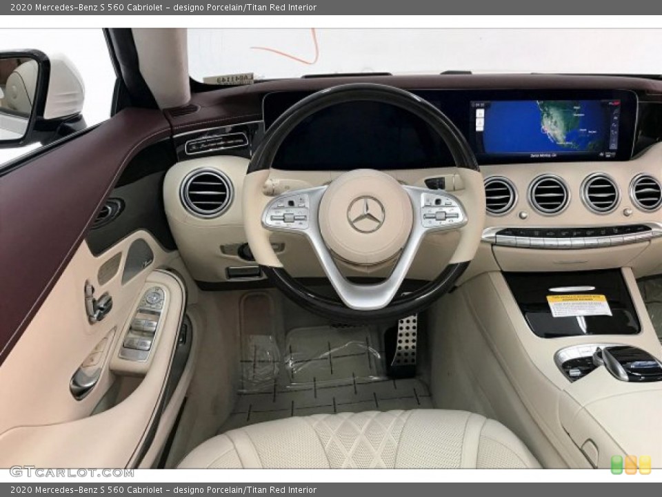designo Porcelain/Titan Red Interior Steering Wheel for the 2020 Mercedes-Benz S 560 Cabriolet #136132577