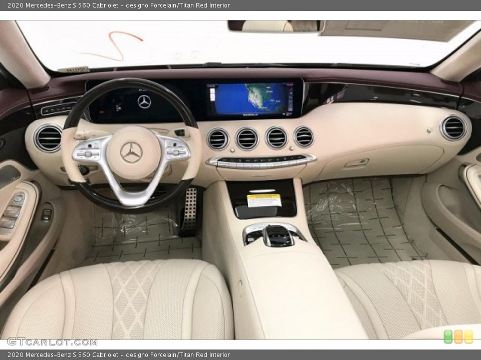 designo Porcelain/Titan Red Interior Dashboard for the 2020 Mercedes-Benz S 560 Cabriolet #136132838