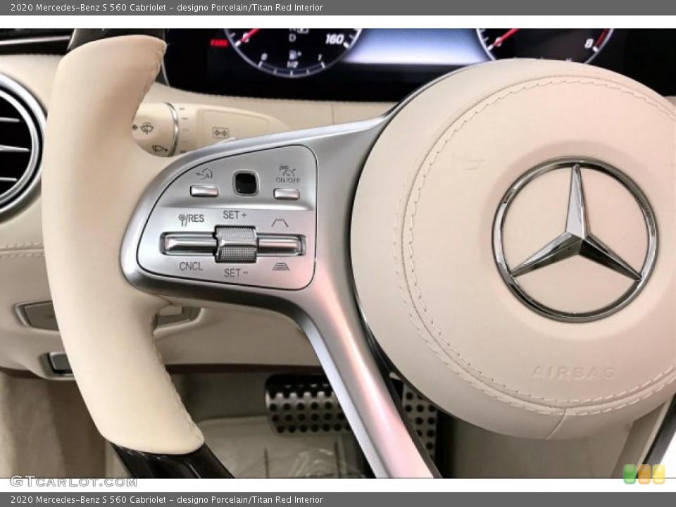 designo Porcelain/Titan Red Interior Steering Wheel for the 2020 Mercedes-Benz S 560 Cabriolet #136132856