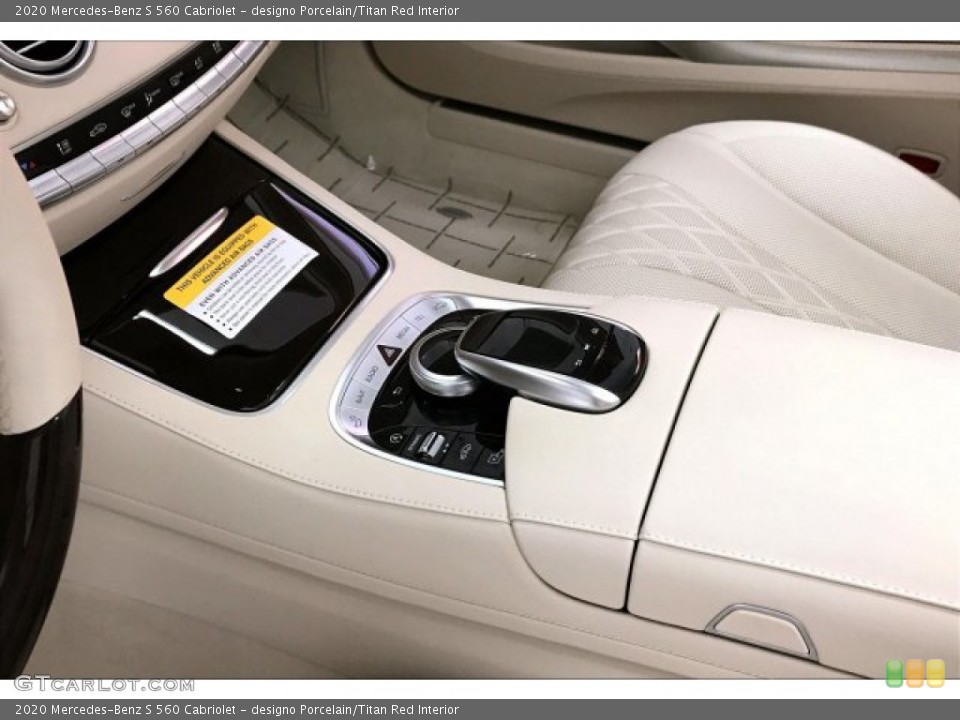 designo Porcelain/Titan Red Interior Controls for the 2020 Mercedes-Benz S 560 Cabriolet #136132964
