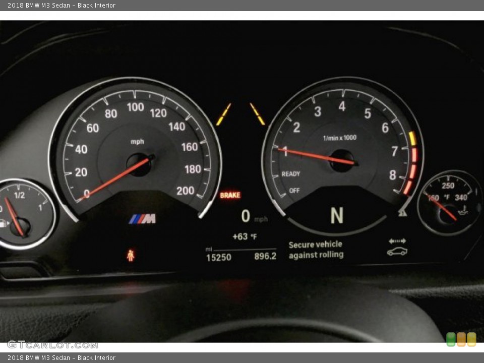 Black Interior Gauges for the 2018 BMW M3 Sedan #136146318
