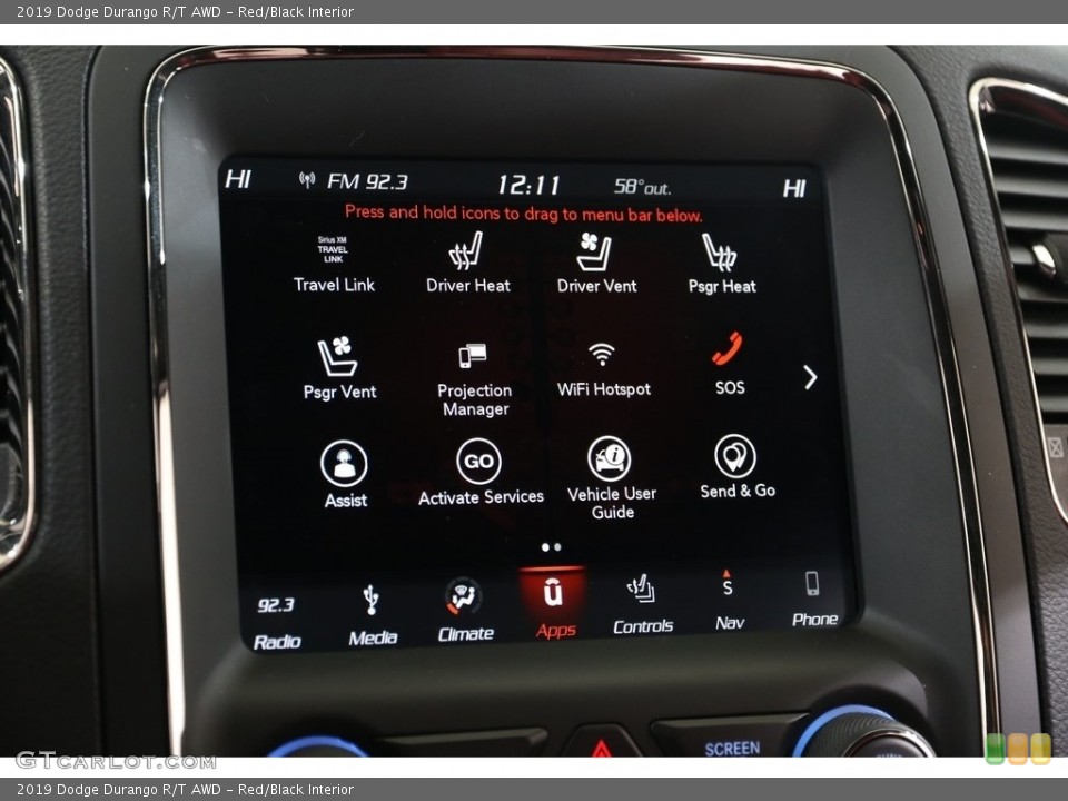 Red/Black Interior Controls for the 2019 Dodge Durango R/T AWD #136149714