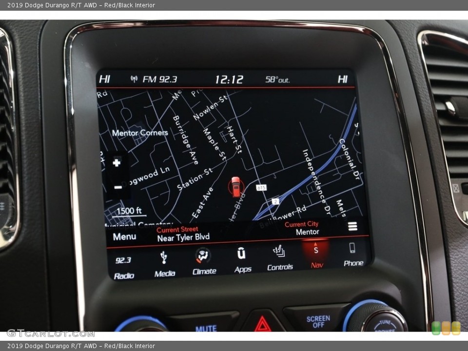 Red/Black Interior Navigation for the 2019 Dodge Durango R/T AWD #136149789
