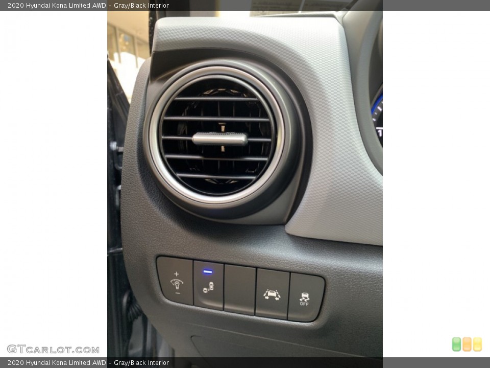 Gray/Black Interior Controls for the 2020 Hyundai Kona Limited AWD #136156023
