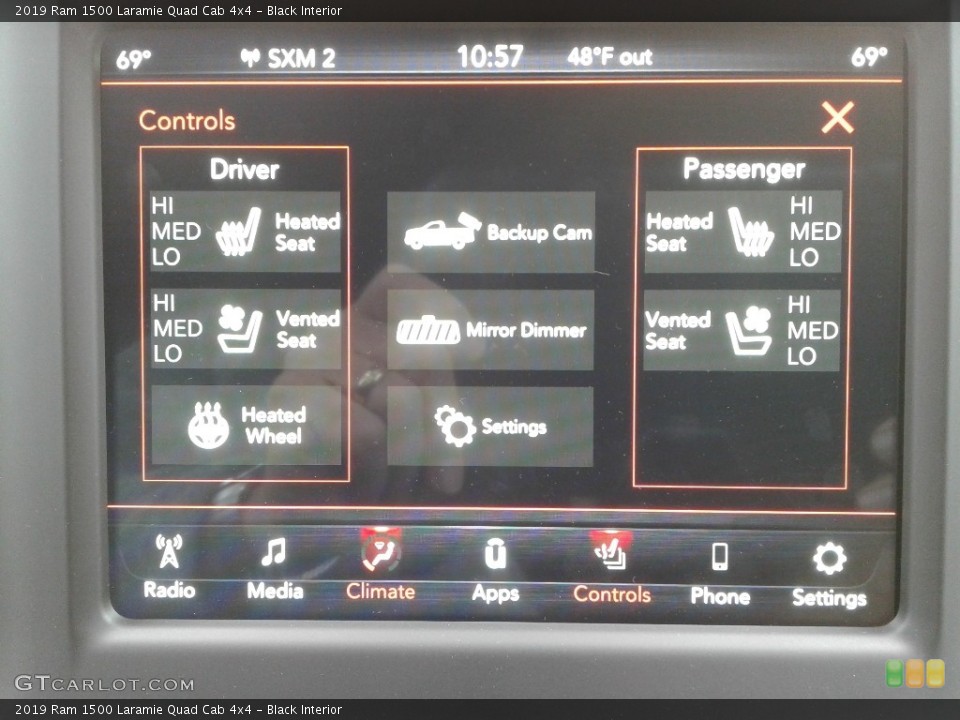 Black Interior Controls for the 2019 Ram 1500 Laramie Quad Cab 4x4 #136181095