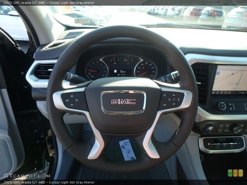 Cocoa/­Light Ash Gray Interior Steering Wheel for the 2020 GMC Acadia SLT AWD #136211386
