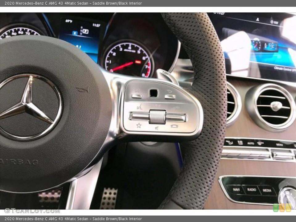 Saddle Brown/Black Interior Steering Wheel for the 2020 Mercedes-Benz C AMG 43 4Matic Sedan #136230467
