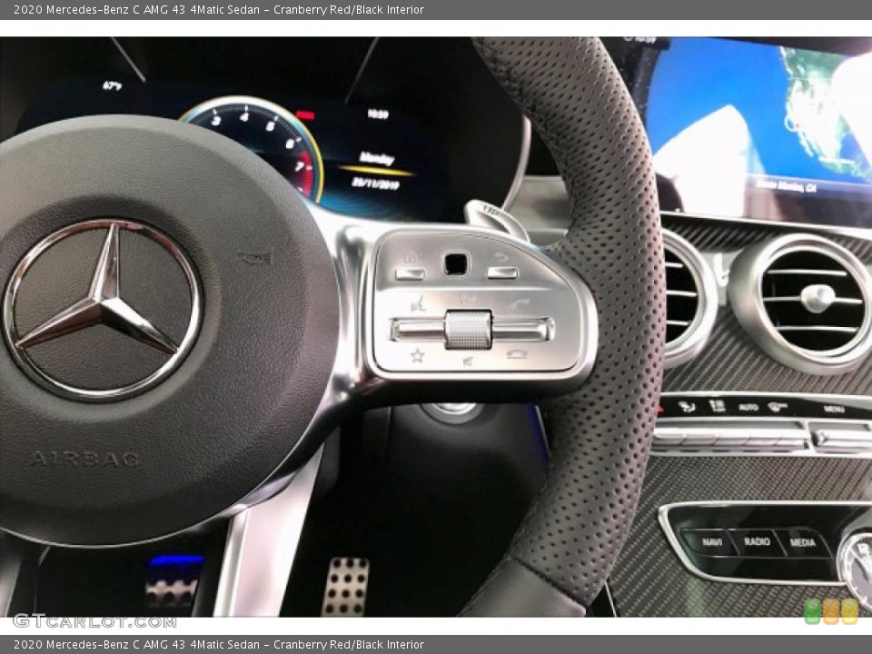 Cranberry Red/Black Interior Steering Wheel for the 2020 Mercedes-Benz C AMG 43 4Matic Sedan #136231211