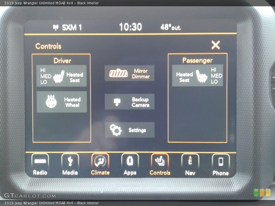 Black Interior Controls for the 2019 Jeep Wrangler Unlimited MOAB 4x4 #136236122
