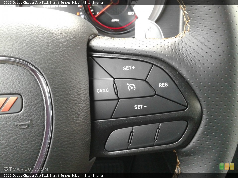 Black Interior Steering Wheel for the 2019 Dodge Charger Scat Pack Stars & Stripes Edition #136255405
