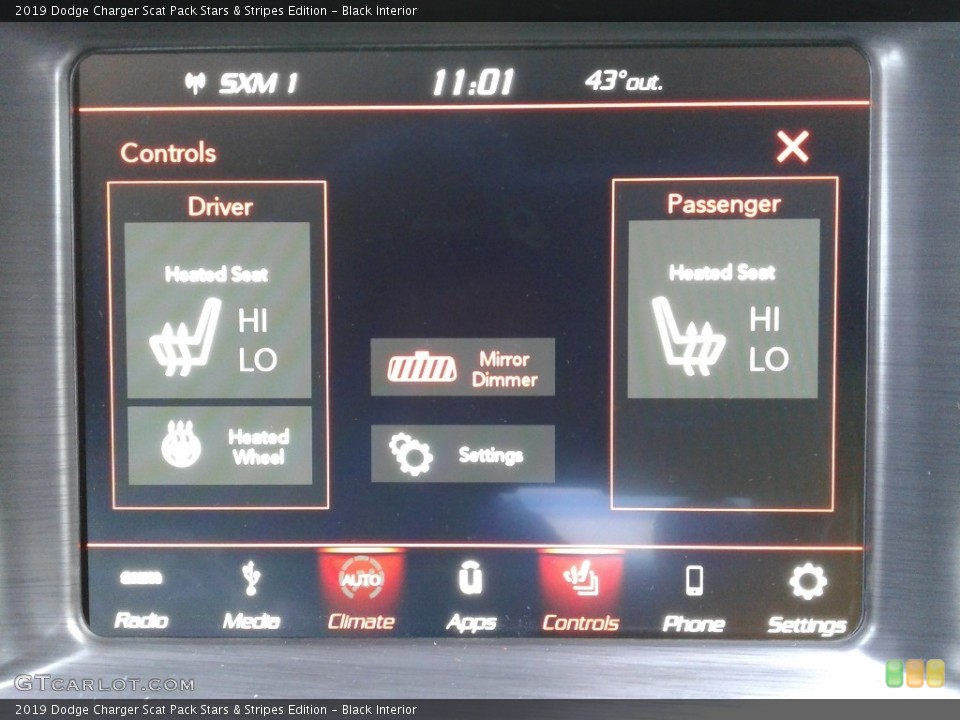 Black Interior Controls for the 2019 Dodge Charger Scat Pack Stars & Stripes Edition #136255531