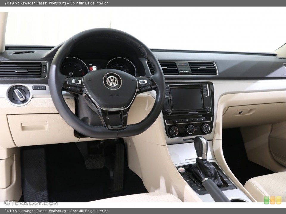 Cornsilk Beige Interior Dashboard for the 2019 Volkswagen Passat Wolfsburg #136277936