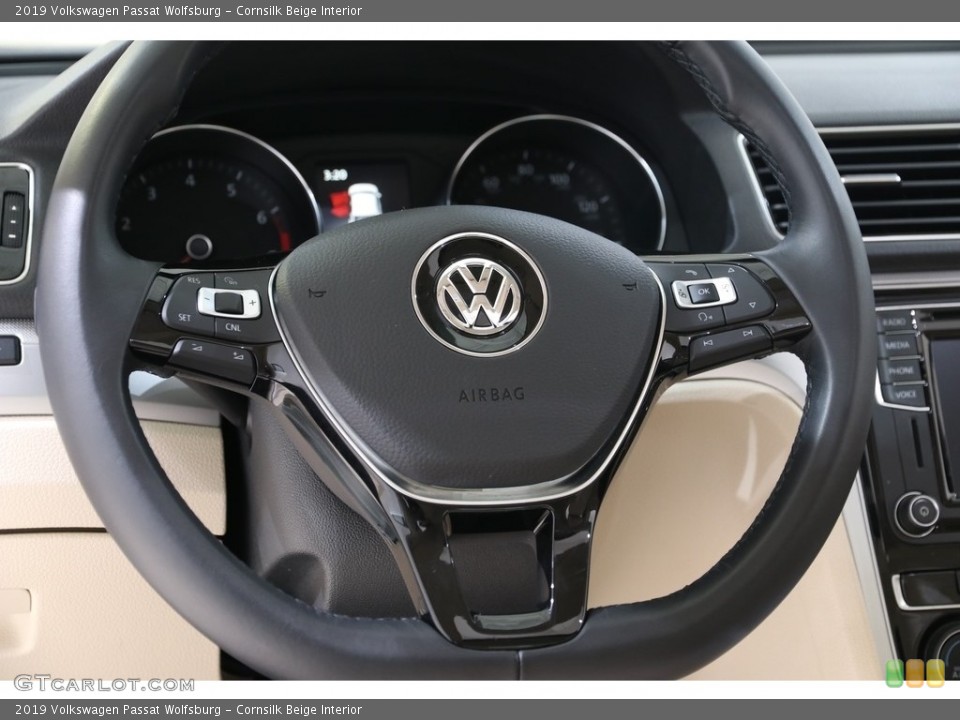 Cornsilk Beige Interior Steering Wheel for the 2019 Volkswagen Passat Wolfsburg #136277957