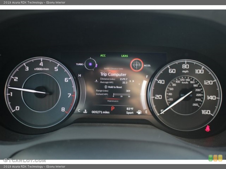 Ebony Interior Gauges for the 2019 Acura RDX Technology #136296419