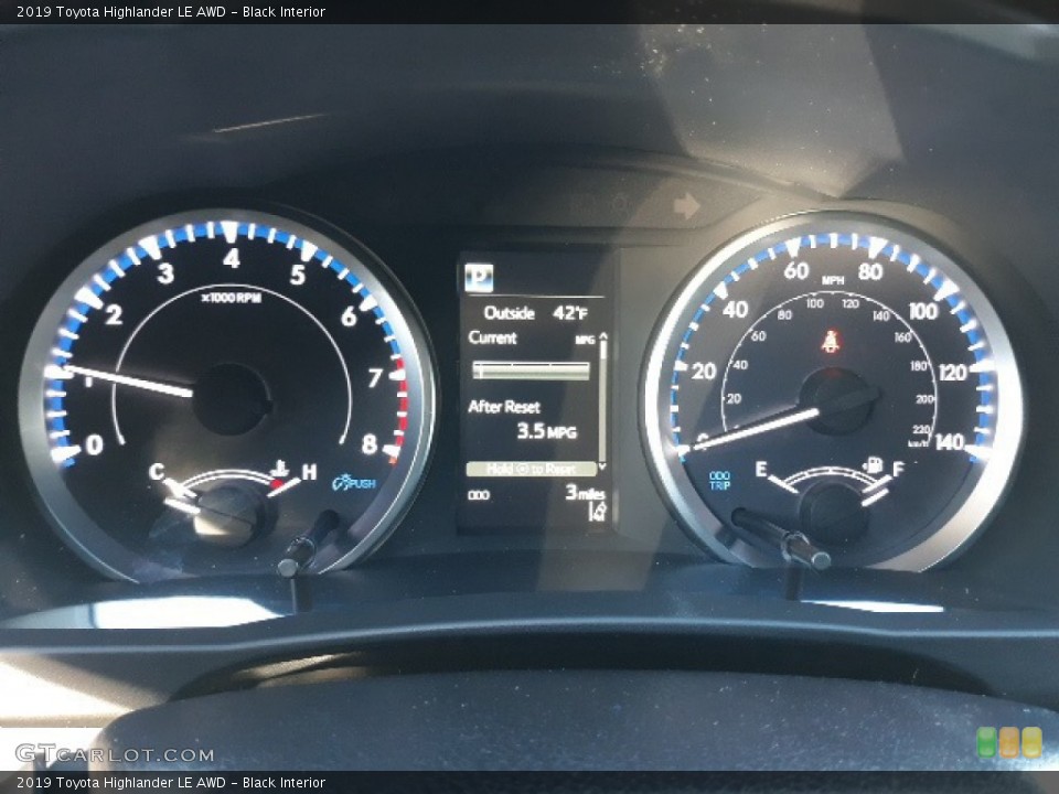 Black Interior Gauges for the 2019 Toyota Highlander LE AWD #136352510