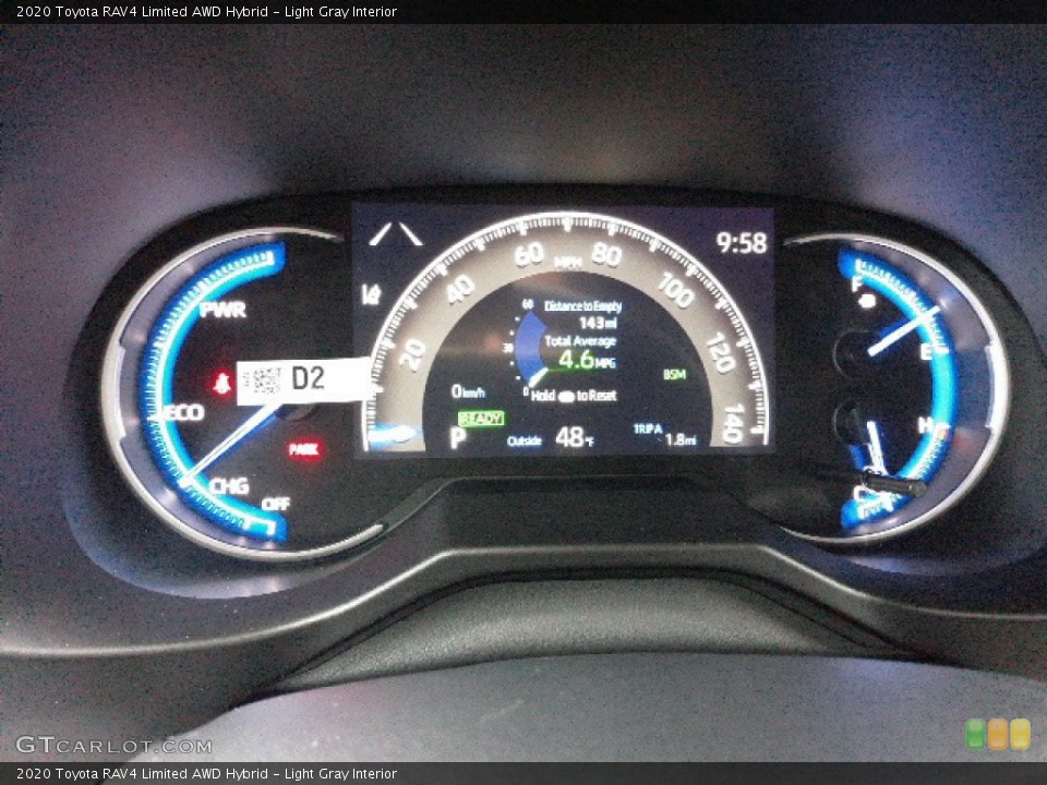 Light Gray Interior Gauges for the 2020 Toyota RAV4 Limited AWD Hybrid #136372588