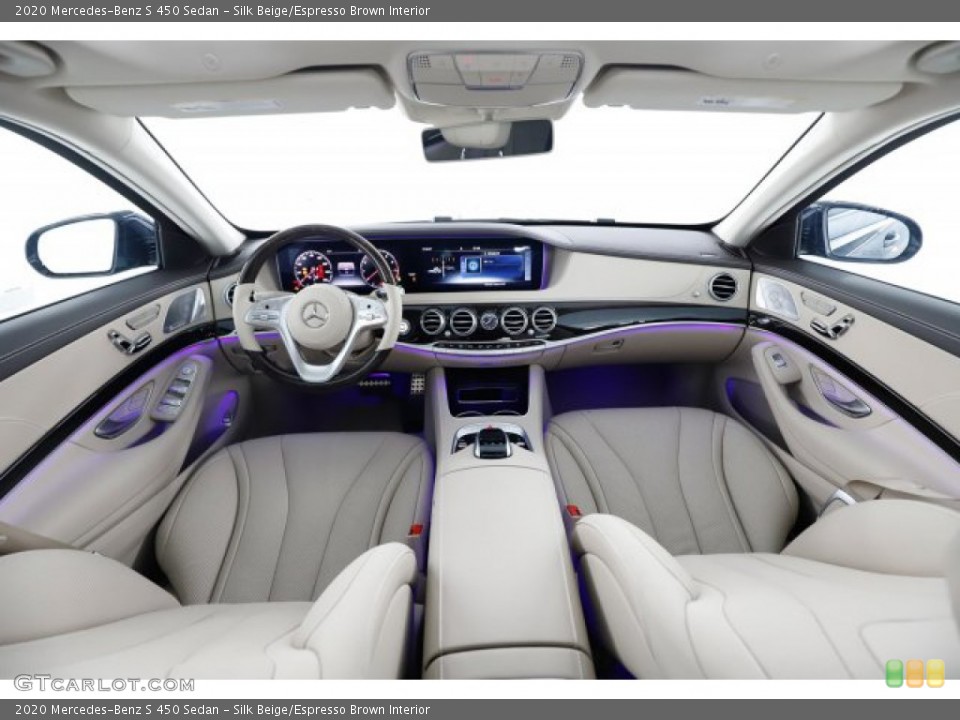 Silk Beige/Espresso Brown Interior Front Seat for the 2020 Mercedes-Benz S 450 Sedan #136386652