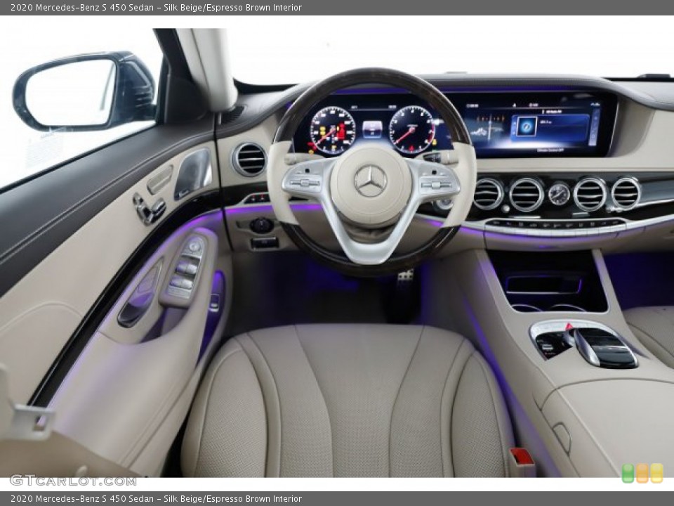 Silk Beige/Espresso Brown Interior Front Seat for the 2020 Mercedes-Benz S 450 Sedan #136386670