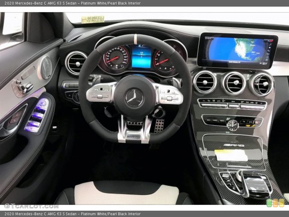 Platinum White/Pearl Black Interior Controls for the 2020 Mercedes-Benz C AMG 63 S Sedan #136394277