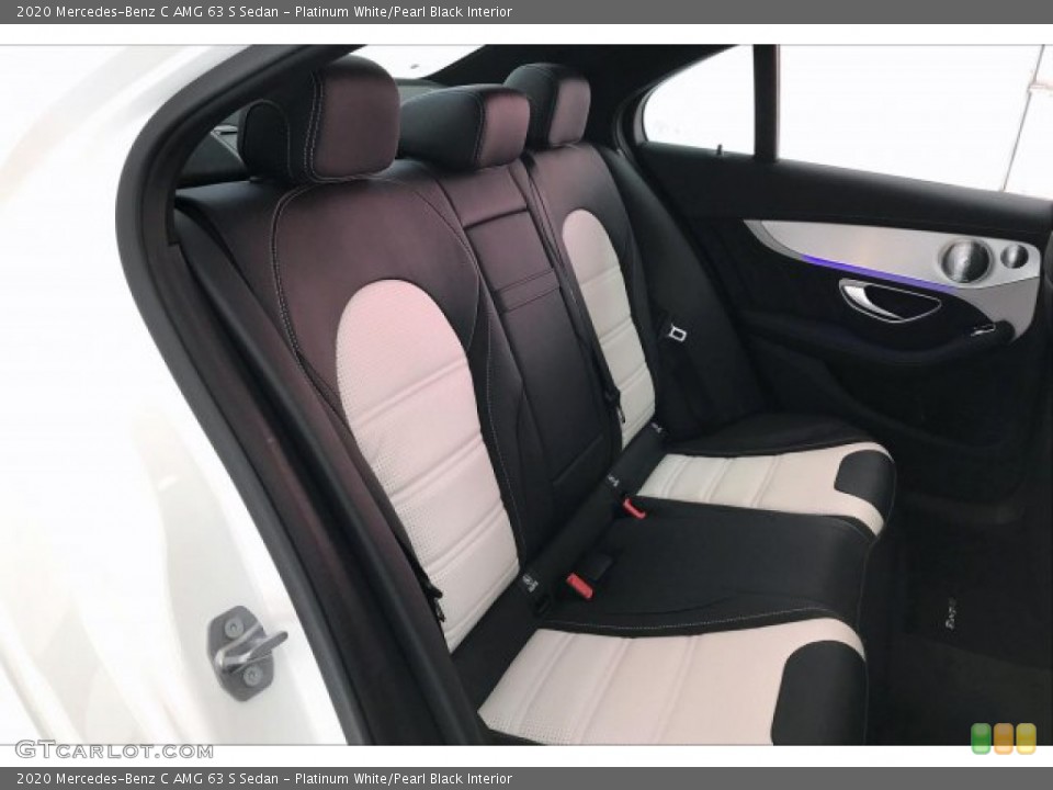 Platinum White/Pearl Black Interior Rear Seat for the 2020 Mercedes-Benz C AMG 63 S Sedan #136394439