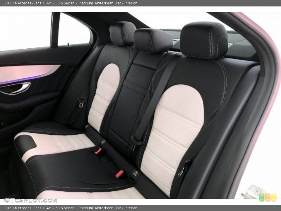Platinum White/Pearl Black Interior Rear Seat for the 2020 Mercedes-Benz C AMG 63 S Sedan #136394472