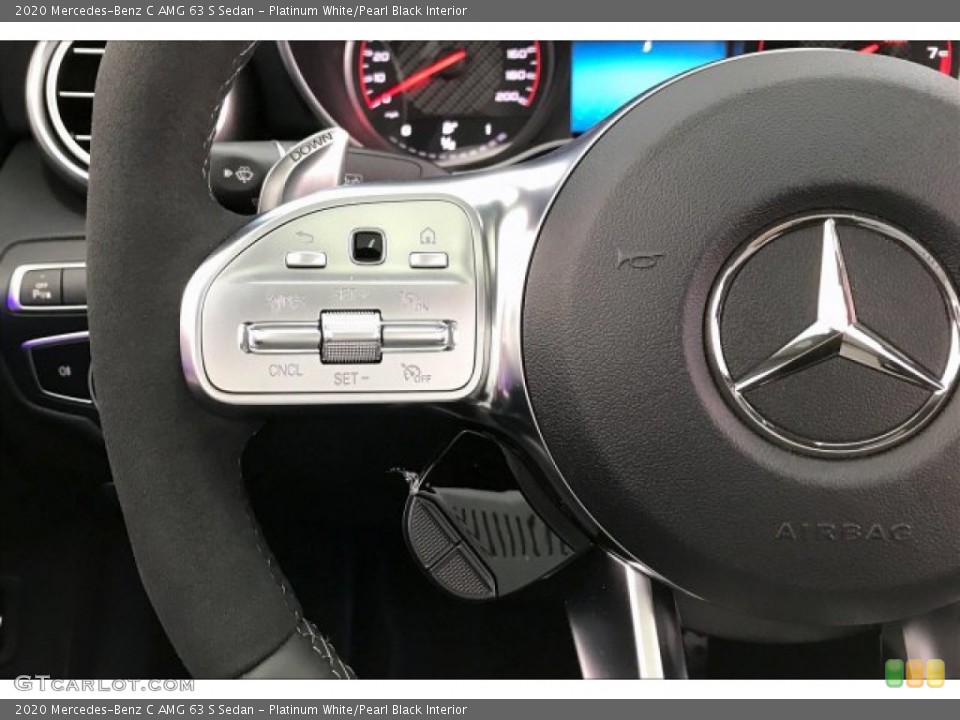 Platinum White/Pearl Black Interior Steering Wheel for the 2020 Mercedes-Benz C AMG 63 S Sedan #136394529