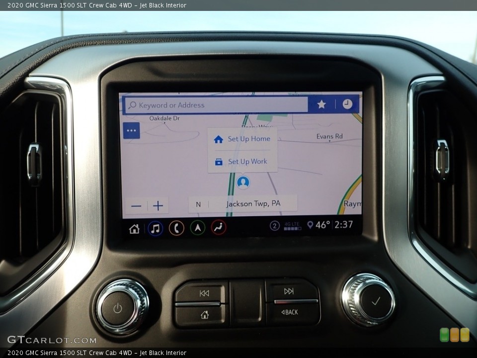Jet Black Interior Navigation for the 2020 GMC Sierra 1500 SLT Crew Cab 4WD #136434459
