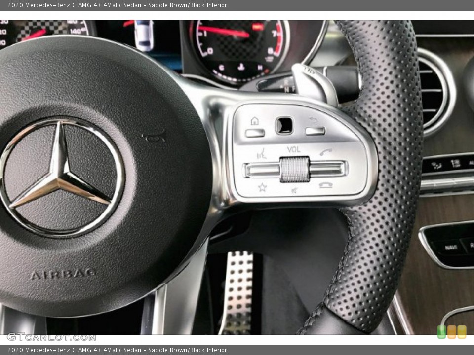 Saddle Brown/Black Interior Steering Wheel for the 2020 Mercedes-Benz C AMG 43 4Matic Sedan #136437039