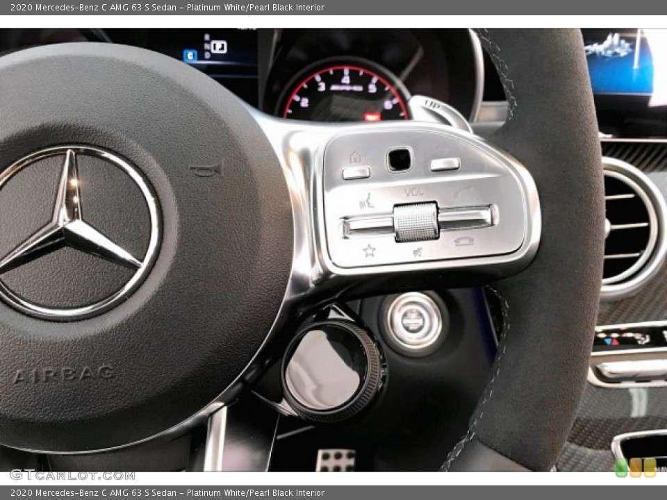Platinum White/Pearl Black Interior Steering Wheel for the 2020 Mercedes-Benz C AMG 63 S Sedan #136448751