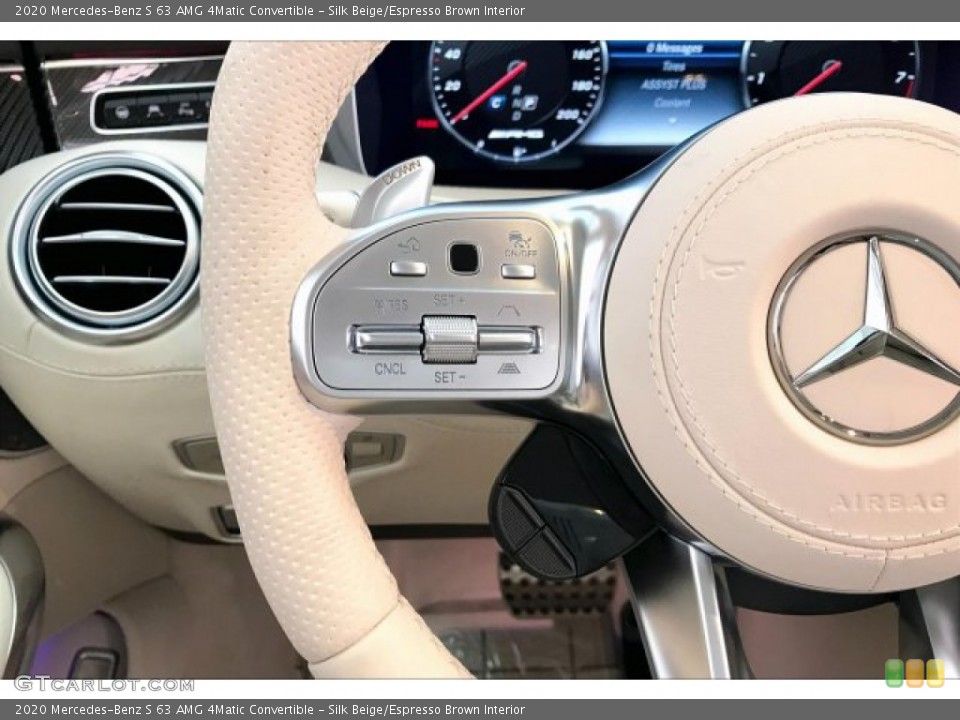 Silk Beige/Espresso Brown Interior Steering Wheel for the 2020 Mercedes-Benz S 63 AMG 4Matic Convertible #136500580
