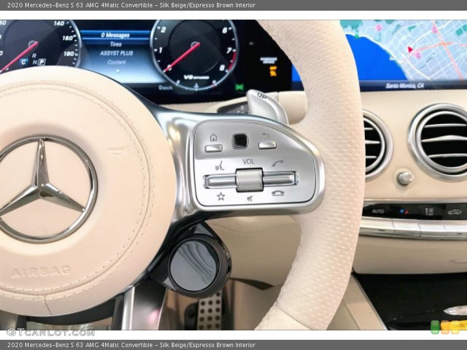 Silk Beige/Espresso Brown Interior Steering Wheel for the 2020 Mercedes-Benz S 63 AMG 4Matic Convertible #136500586