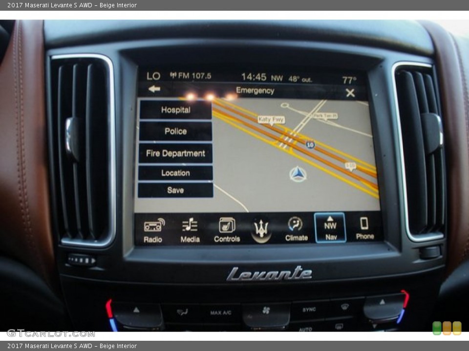 Beige Interior Navigation for the 2017 Maserati Levante S AWD #136553888