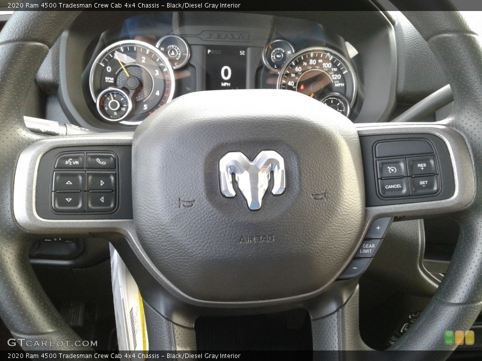 Black/Diesel Gray Interior Steering Wheel for the 2020 Ram 4500 Tradesman Crew Cab 4x4 Chassis #136604205