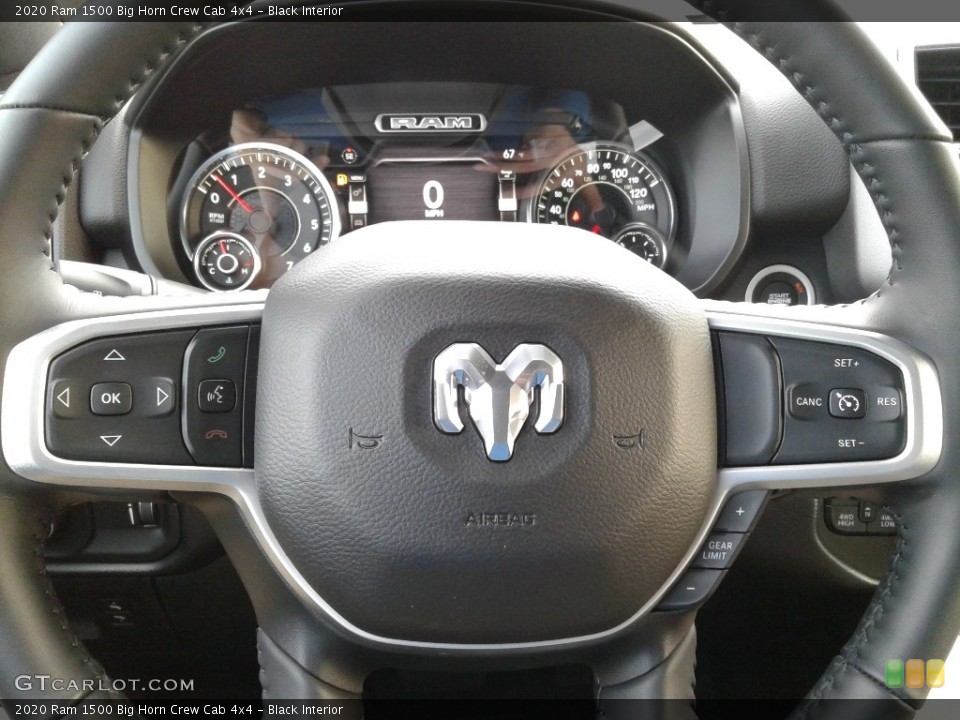 Black Interior Steering Wheel for the 2020 Ram 1500 Big Horn Crew Cab 4x4 #136610163
