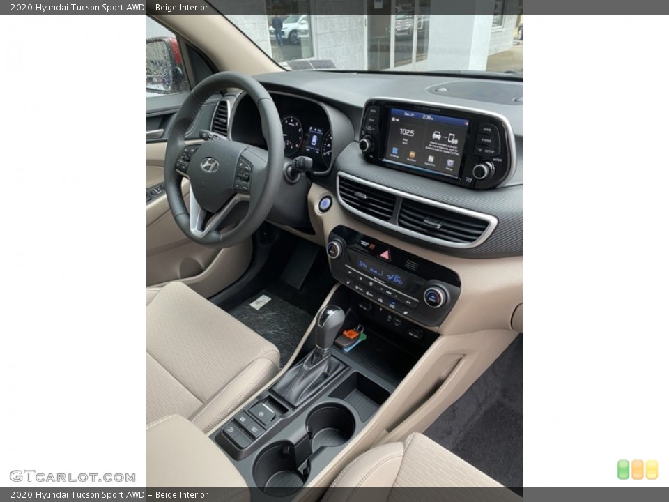 Beige Interior Dashboard for the 2020 Hyundai Tucson Sport AWD #136610601