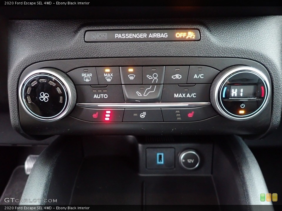 Ebony Black Interior Controls for the 2020 Ford Escape SEL 4WD #136618349