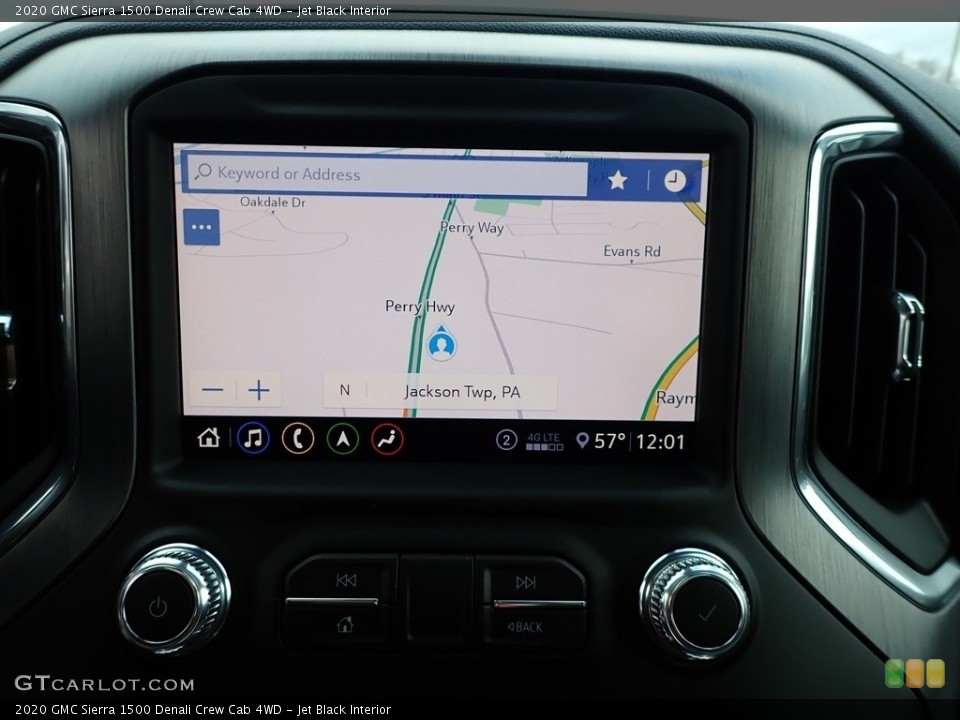 Jet Black Interior Navigation for the 2020 GMC Sierra 1500 Denali Crew Cab 4WD #136625235