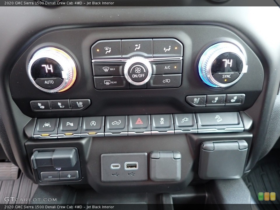 Jet Black Interior Controls for the 2020 GMC Sierra 1500 Denali Crew Cab 4WD #136625256