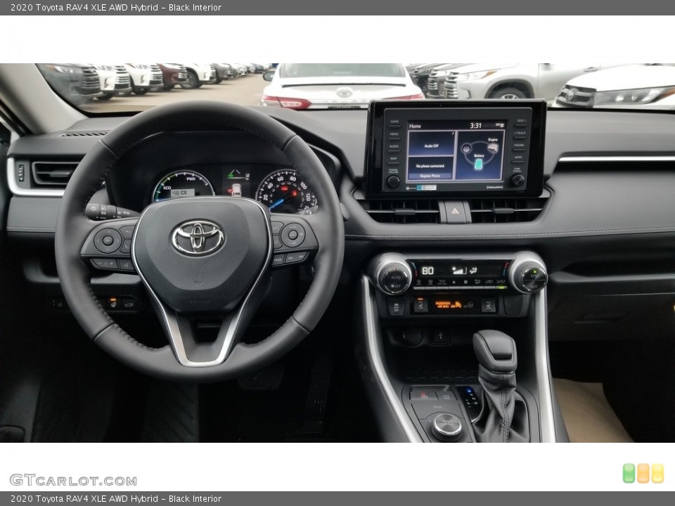 Black Interior Dashboard for the 2020 Toyota RAV4 XLE AWD Hybrid #136631425