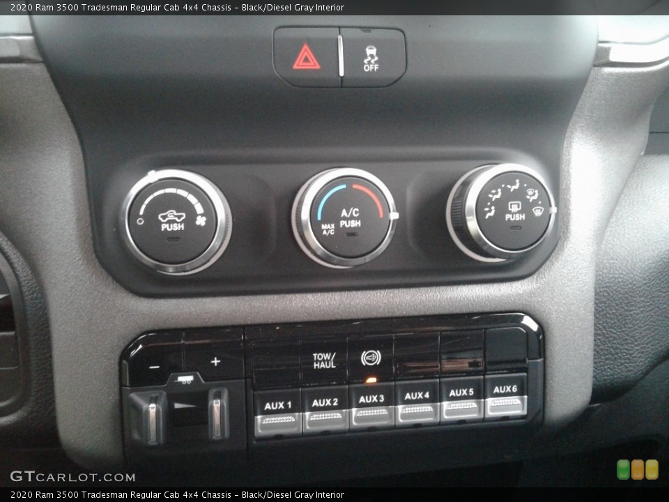 Black/Diesel Gray Interior Controls for the 2020 Ram 3500 Tradesman Regular Cab 4x4 Chassis #136666397
