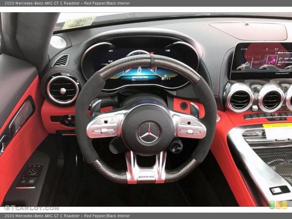 Red Pepper/Black Interior Steering Wheel for the 2020 Mercedes-Benz AMG GT C Roadster #136688899