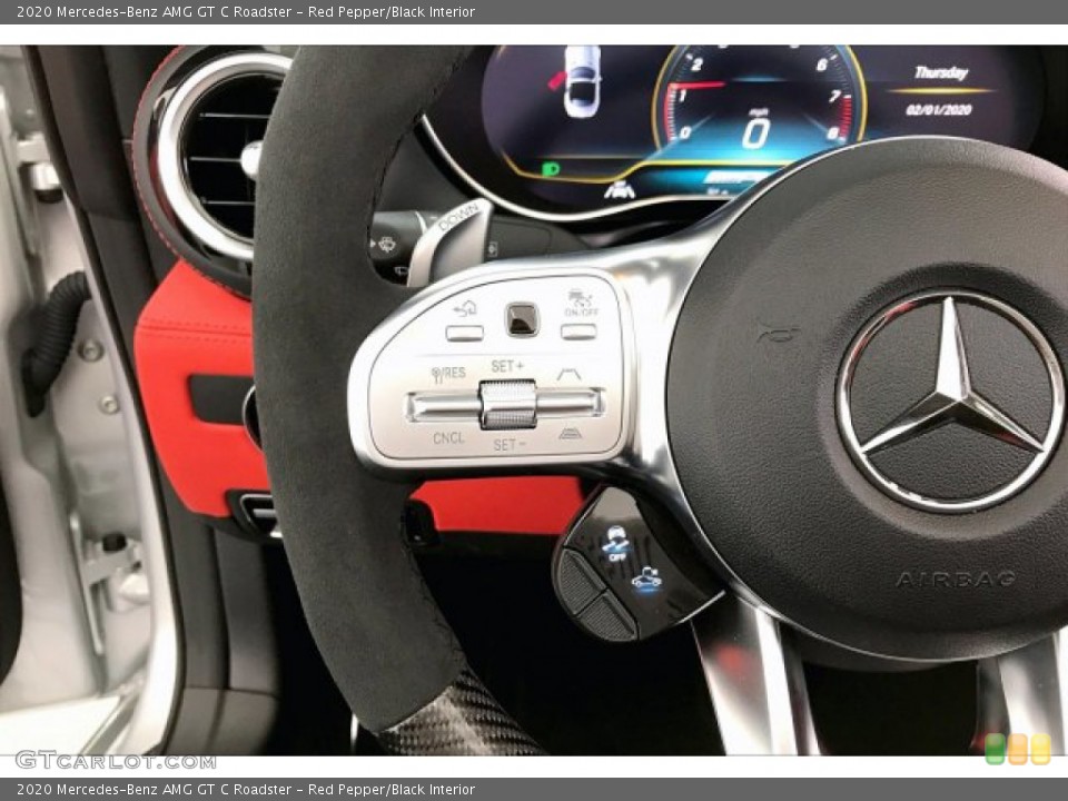 Red Pepper/Black Interior Steering Wheel for the 2020 Mercedes-Benz AMG GT C Roadster #136689004
