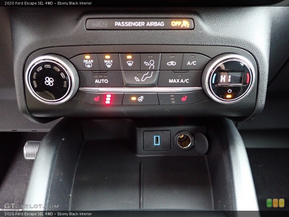 Ebony Black Interior Controls for the 2020 Ford Escape SEL 4WD #136719357