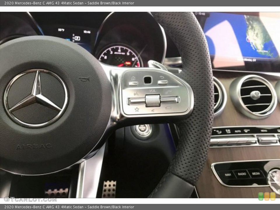 Saddle Brown/Black Interior Steering Wheel for the 2020 Mercedes-Benz C AMG 43 4Matic Sedan #136780813
