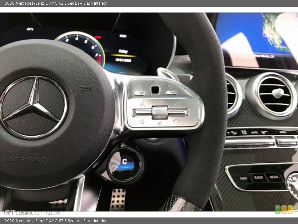 Black Interior Steering Wheel for the 2020 Mercedes-Benz C AMG 63 S Sedan #136784104