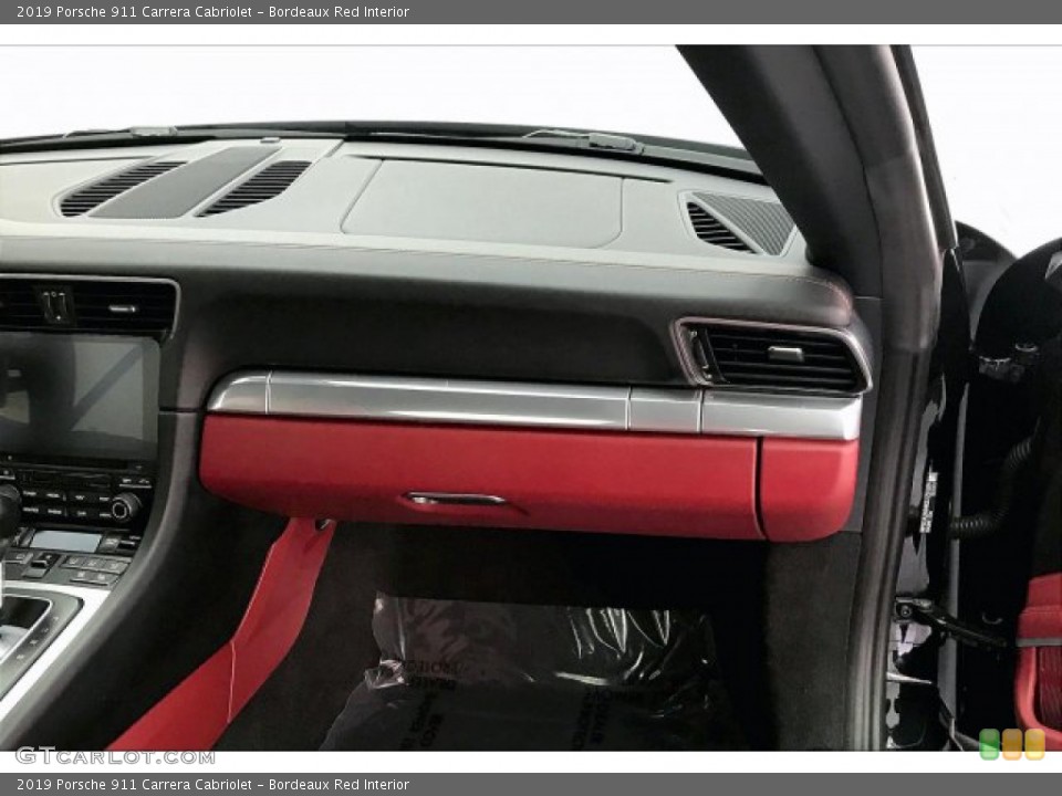 Bordeaux Red Interior Dashboard for the 2019 Porsche 911 Carrera Cabriolet #136835107