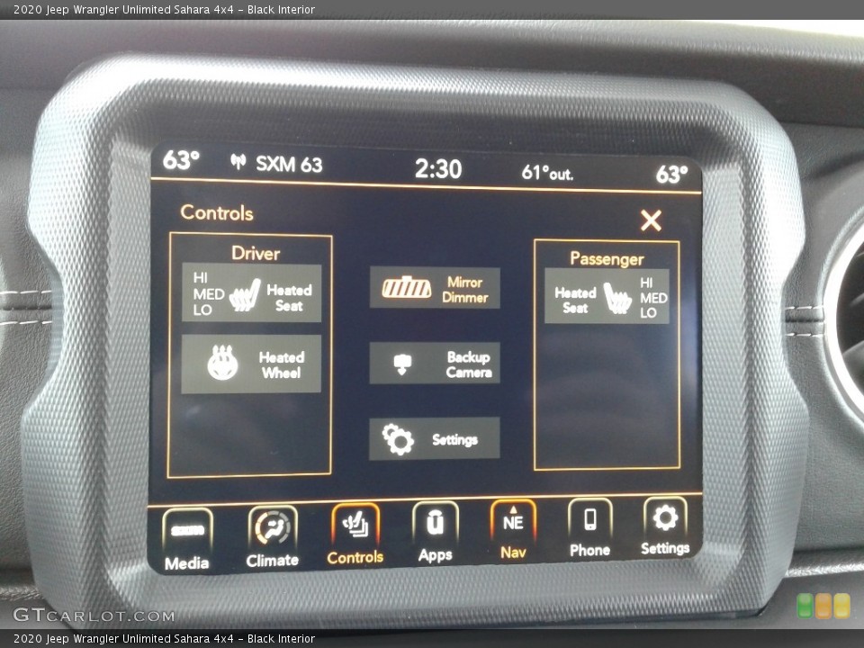 Black Interior Controls for the 2020 Jeep Wrangler Unlimited Sahara 4x4 #136847447