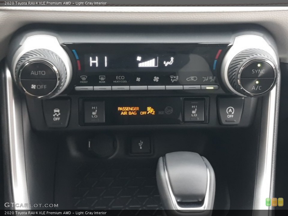 Light Gray Interior Controls for the 2020 Toyota RAV4 XLE Premium AWD #136875822